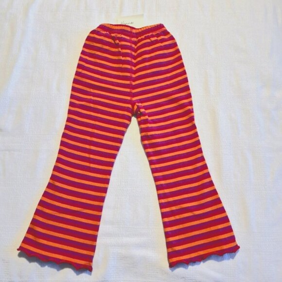 Hanna Andersson girls size 100 or 4 pull on striped pants lettuce leaf trim vguc - Picture 2 of 6
